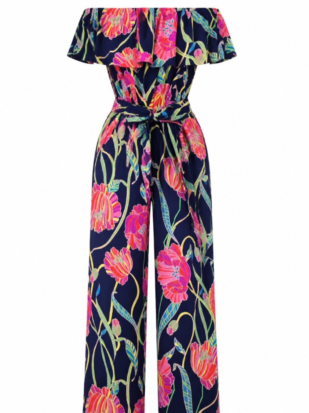 Trina Turk Off Shoulder one piece Floral Ruffle Sleeveless Jumpsuit Summer 6 HOT - Picture 2 of 6